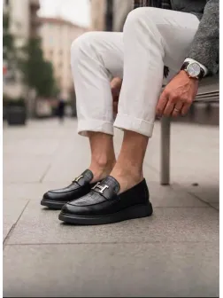 Mocasini barbati H, casual, negri, piele eco, comozi , H01